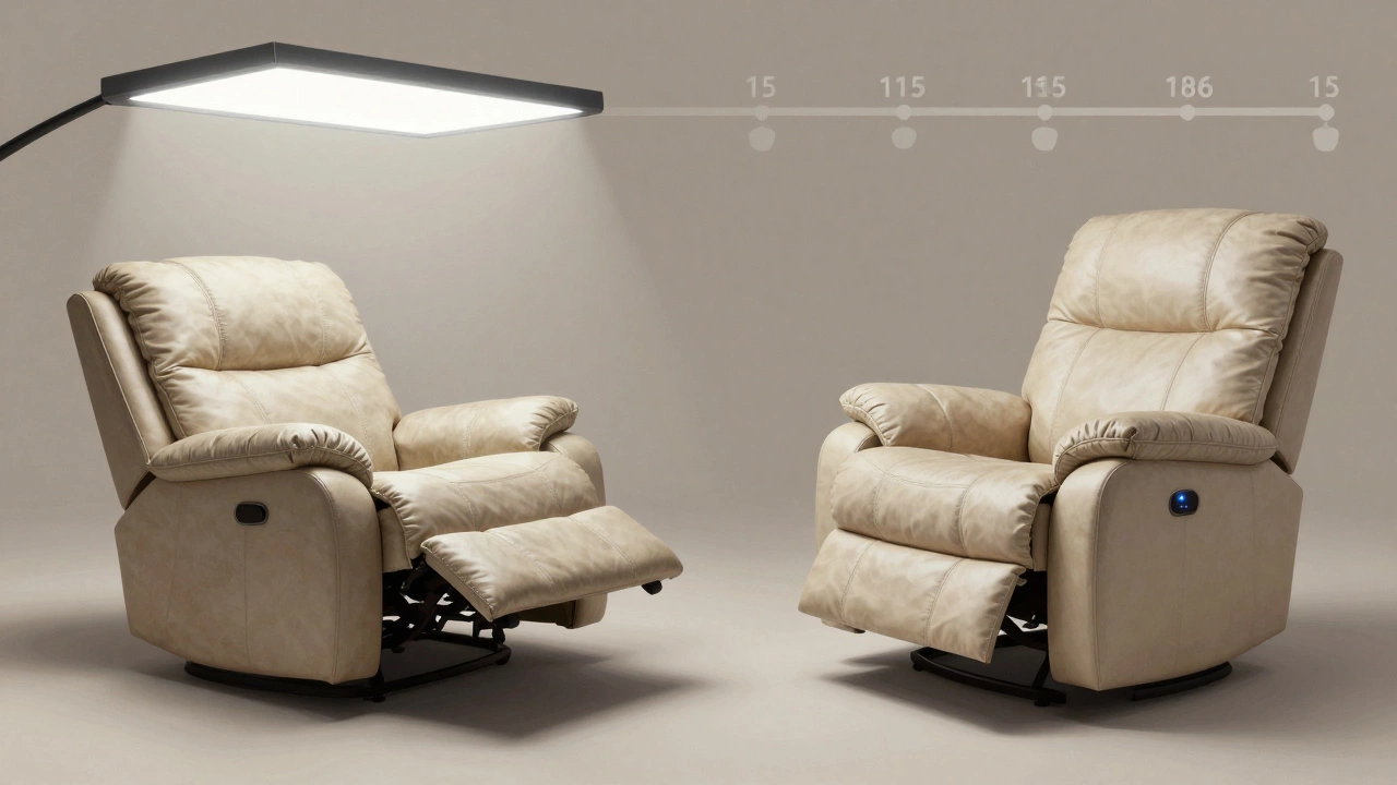 Side-by-side comparison of a worn budget recliner and a durable premium model, illustrating lifespan differences.