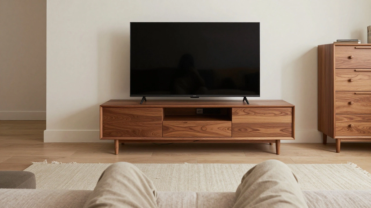 Seated view showing correct TV height on a dresser for viewing comfort