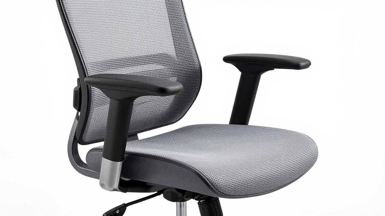 Ergonomic mesh office chair highlighting adjustable lumbar support features