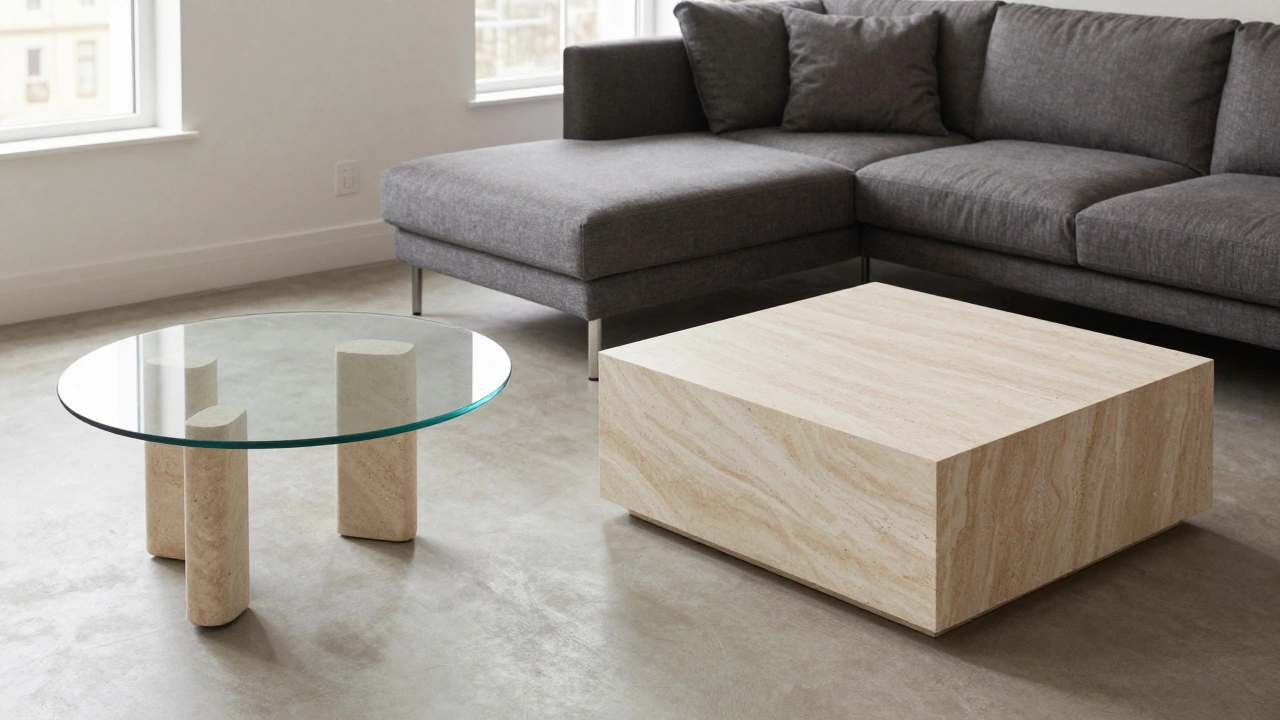 Comparison of round and square tables in different room sizes