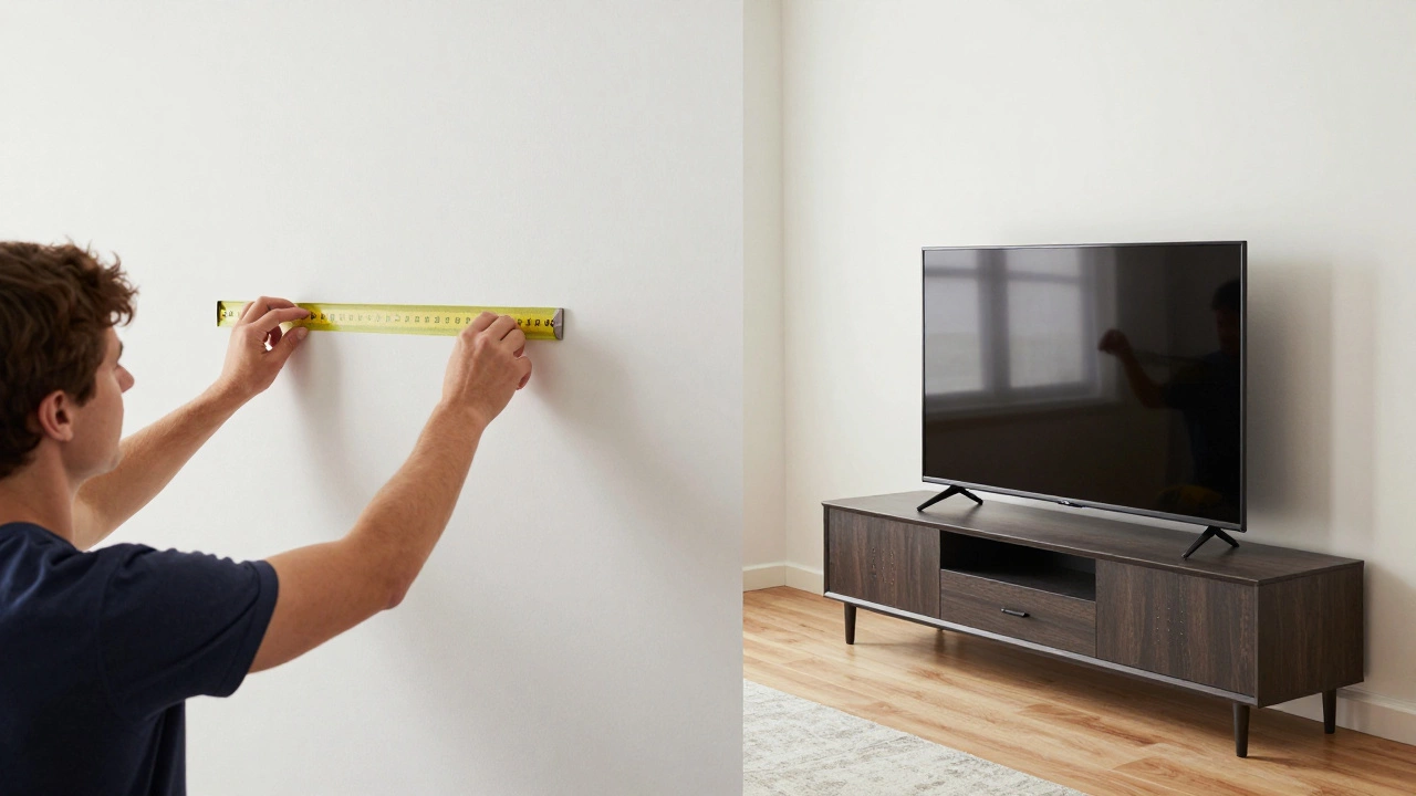 Comparison of measuring for wall mount versus moving a TV stand