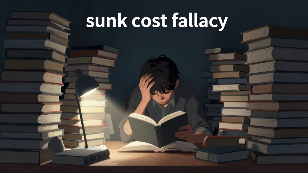 Person stressed by piles of unread books