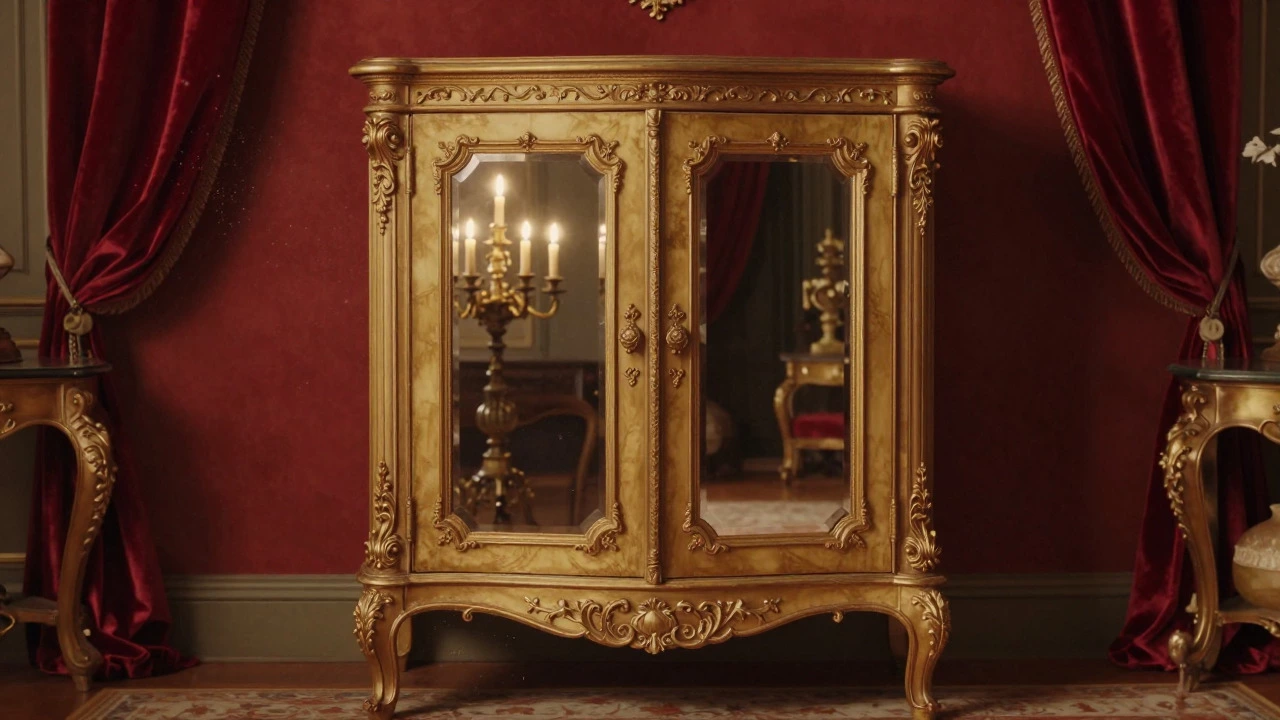 Ornate antique French armoire with carved details