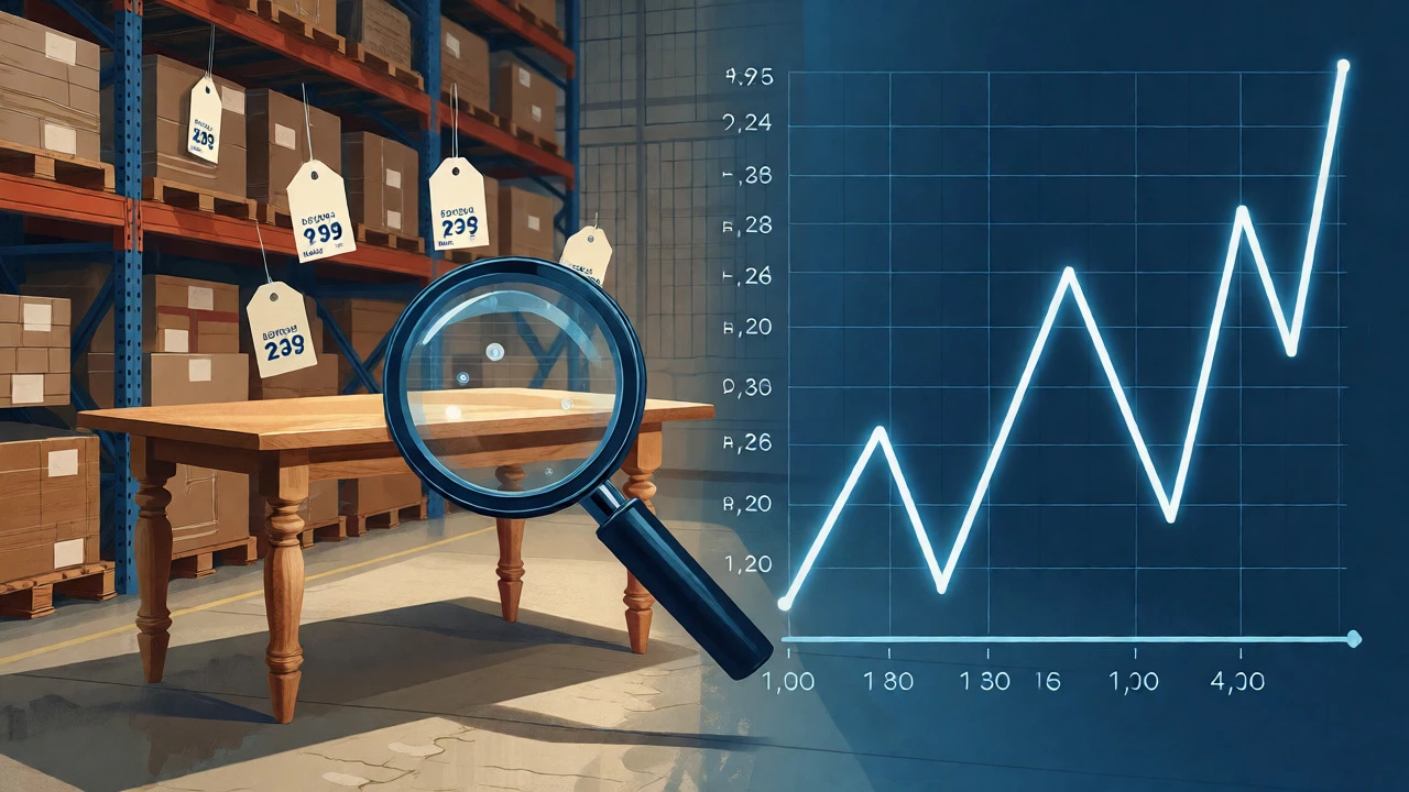 Conceptual image showing furniture price history graphs